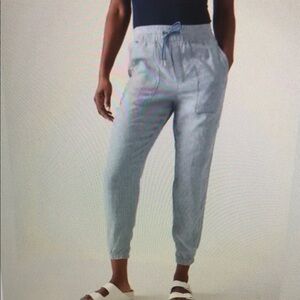 ❤️ ATHLETA RETREAT HIGH RISE LINEN JOGGER PANTS IN CHAMBRAY BLUE, 12 (31)